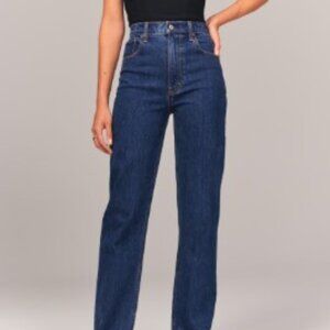 Abercrombie Curve Love 90s  straight ultra high rise jeans - dark